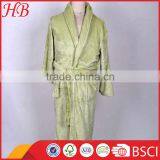 Green Flannel Fleece Ladies Bathrobe With Emb and Shawl Collar, Factory Direct Sale , Sleepwear With Low Price thumbnail-1