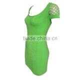 2016 Wholesale OEM Service Fitness Wear Wholesale Sexy Mesh Sleeve Ruffle Women Summer Dress thumbnail-2