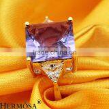 Luxury Rectangle Amethyst White Topaz18KGP Women Engagement Prom Partty Ring thumbnail-5