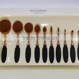 Factory Directly Super Soft Black Rose Gold Oval Makeup Brush 10pcs With Rose Gold Package thumbnail-3