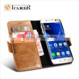 ICARER Genuine Leather Wallet Case for Samsung Galaxy S7 With Card Slots and Stand Function thumbnail-5