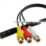 20cm 4poles 3.5mm Male to 3RCA Female Audio Cable Top Quality