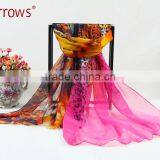 2015 Custom Lady Fashion Cotton Voile Shawl and Scarf Fresh Leopard Peony Printing for Spring Autumn thumbnail-3