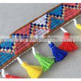 New Design Colored 6.5cm Width Fancy Colorful Lace Tassel Fringe Trim thumbnail-6