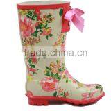 Girls Fashion Patterned Rubber Rain Boots With Shoelaces