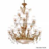 Elegant Floral Design Bronze Pendant Lamp With Crystal Drop, Antique Brass Chandelier Crystal Lamp thumbnail-2