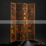 Traditional Hand Painting Three Door Folding Screen, Retro Furniture Decorative Wooden Floor Screen With Crackle thumbnail-6