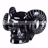 Halloween Props Decorative Black Human Head Skull With Horn thumbnail-2