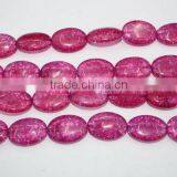 16" 18-25mm Pink Oval Loose Crackle Crystal Beads thumbnail-1