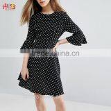 Women Vintage Dresses 2016 Top Quality Petite Polka Dot Fluted Sleeve Dress HSd7247 thumbnail-2