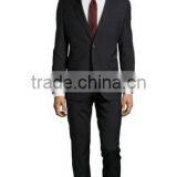 Black Wool Two-Button Suit With Flat Front Pants With Flat Front Pants (SHT1092) thumbnail-1
