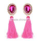 Bohemian Jewelry Rhinestone Gems With Long Colorful Tassel Charms Earrings for Women thumbnail-4