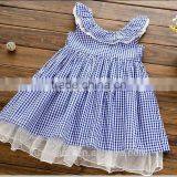 New Fashion Kids Clothing Designer One Piece Dress Bule Plaid Children Princess Summer Dress thumbnail-2