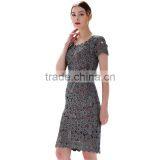 Short Sleeve Flower Pattern Designer One Piece Party Dress Women Crochet Dress With Lining SR-D9779 thumbnail-4