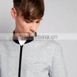 MGOO Men Custom Cotton Zip Up Coat Robbing Collar Tailored Jersey Bomber Jacket Grey Baseball Clothings thumbnail-6