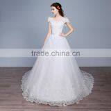 MGOO Custom Made Long Tail Romantic Wedding Dress Simple Lace Up Cap Sleeves Fashion Hi Low Petticoat thumbnail-4