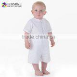 Cotton Frocks Designs Custom Baby Bodysuits Peter Pan Neck Plain White Baby Clothes Romper thumbnail-1
