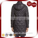 Black Packable Diamond Quilted Padding Long Coat Jacket For Women thumbnail-2
