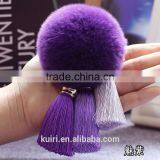 Real Rex Rabbit Fur Ball Plush Keychain Woman Bag Charm Tassel Keyring Pendant Car Key Chain Ring Fashion Jewelry thumbnail-2