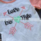 2016 Spring Design Short Sleeves Shirt Girls Boutique Clothing Arrow Heart Clothes With Matching Headband and Necklace Set thumbnail-3