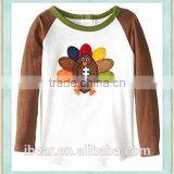 Boys Icing Ruffle Raglan T-shirt Thanksgiving Day Turkey Embroidered Kids Ruffle Raglan Shirt Childrens Boutique Boys Clothing thumbnail-2