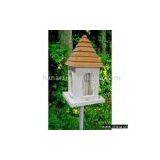 Sell Wooden Bird Feeder With Natural Wood Roof & Metal Pole thumbnail-1