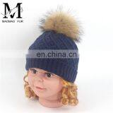 Best-selling Unisex Wholesale Striped Real Fur Pompom Baby Beanie Hat thumbnail-3