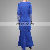 Blue Modern Baju Kurung With Lace thumbnail-2