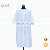 Women High Quality White Short Sleeve Lace Shirt Dress thumbnail-1