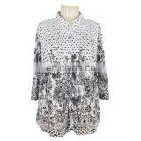 Guangzhou Factory Floral Print Plus Size Clothes Women Lace Shirt