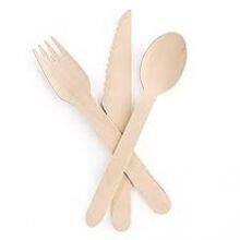 FSC Certified Birch Wood Disposable Wooden Spoons Eco Friendly Compostable Cutlery Set thumbnail-1