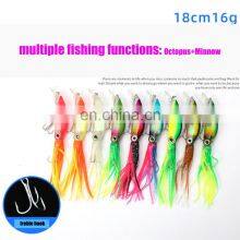 Multiple Functions 7 Inches 18cm/16g 9 Colors Octopus Lure Squid Lure for Trolling,bait,casting,spinning,surf Fishing thumbnail-2