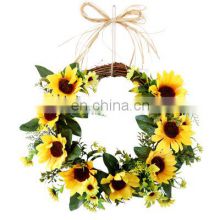 Wholesales Amazon Best Selling Artificial Flowers Bouquet Home Door Party Wedding Wall Decoration Sunflower Wreath Ring
