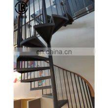 Carbon Steel Structure Iron Balustrade Staircase Wooden Interior Carbon Steel Spiral Staircase thumbnail-3
