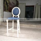 Ocean blue leather white wooden carving frame bar stool XYN202