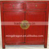 Chinese Antique Red Colour Two Drawer Two Door Cabinet thumbnail-1