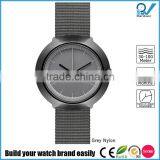 Brushed Black Case Stainless Steel Japan Miyota Movement 3ATM Water Resistant Grey Nylon Strap Watch thumbnail-1