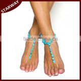 Fashionable Women Summer charming beaded anklet with toe ring/