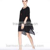 A-line Black Chiffon Dress Plus Size Dress Summer Dress thumbnail-3