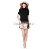 Women's Turtleneck Short Sleeve Knit Stretchy Tank Mini Dress Black Solid Dress Manufacturer Factory Guangzhou thumbnail-2