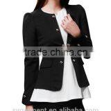 Women Puff Sleeve Jacket Bow Pleated Back Slim OL Casual soft Blazer