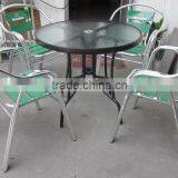 Used Aluminum Frame Glass Hotel Table YT40 thumbnail-3