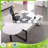 HT-ED19 Sunshine Furniture White Color Metal Frame Manager Office Desk With Round Corner thumbnail-1
