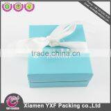 Custome Design Sky Blue Cardboard Box Gift Packaing, Gift Paper Box With White Ribbon thumbnail-1