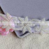 Pearl Flower Fancy Chain Iron on Rhinestone Trim Bridal Sash Belt thumbnail-3
