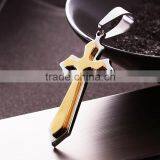 Retro European And Amerian Style Titanium Steel Gold Inlaied Silver Cross God Pendant Chain Necklaces For Christianity Church thumbnail-5