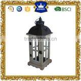 Classic Wooden Candleholder Iron Lanterns Indoor Stand thumbnail-1