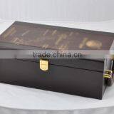 Wholesale Custom High-grade PU Leather 2 Bottles of Red Wine Box, Brown Storage Box