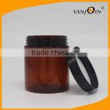 8oz PET Amber Round Plastic Cream Jar With Black Screw Cap thumbnail-3