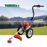 Nylon head grass trimmer with two wheels 52cc agricultural walking cutter machine
